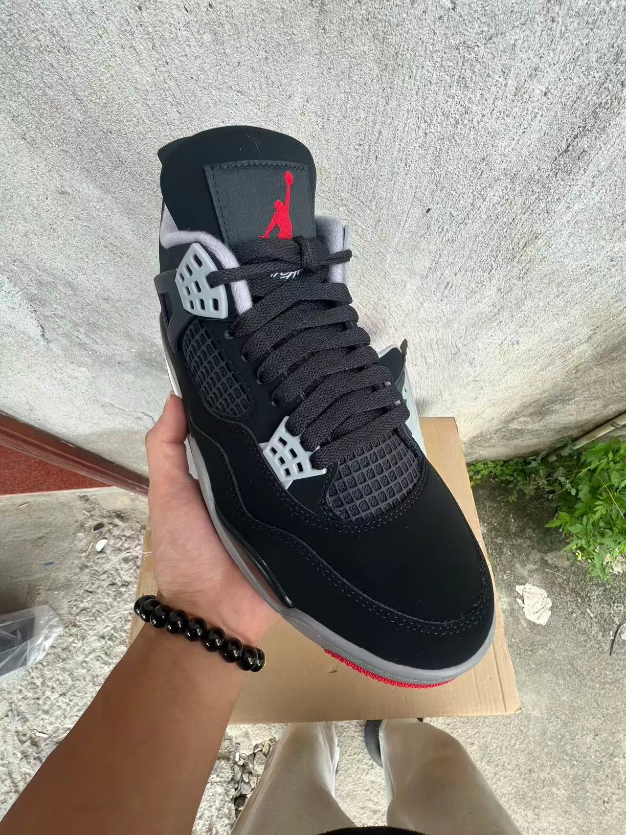 Air Jordan 4 Black Red Gray Basketball Shoes