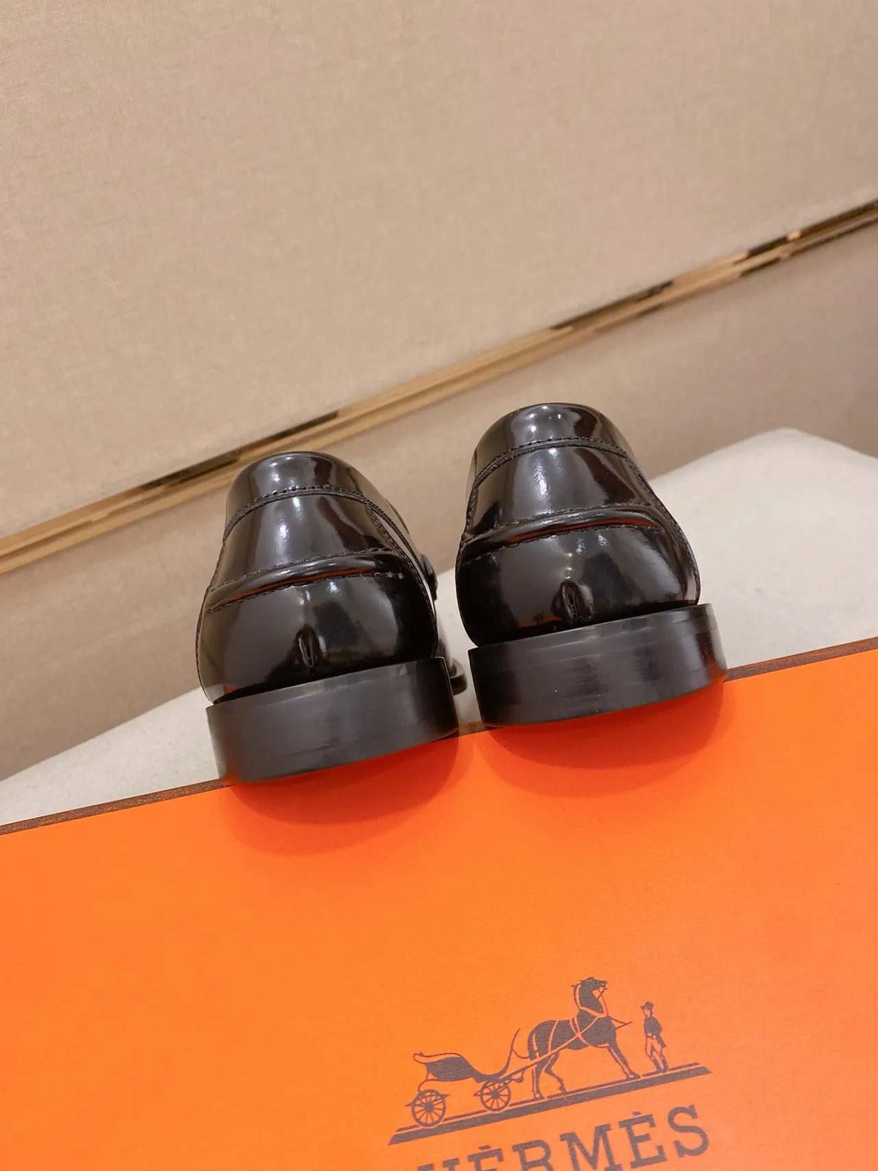 Black Gray Patent And Textured Leather Moc-Toe Construction Loafer