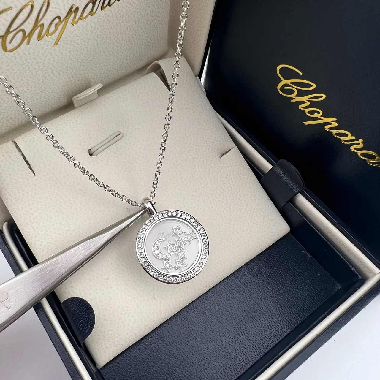 Chopard Happy Stars Crescent Moon and Stars Pendant Necklaces