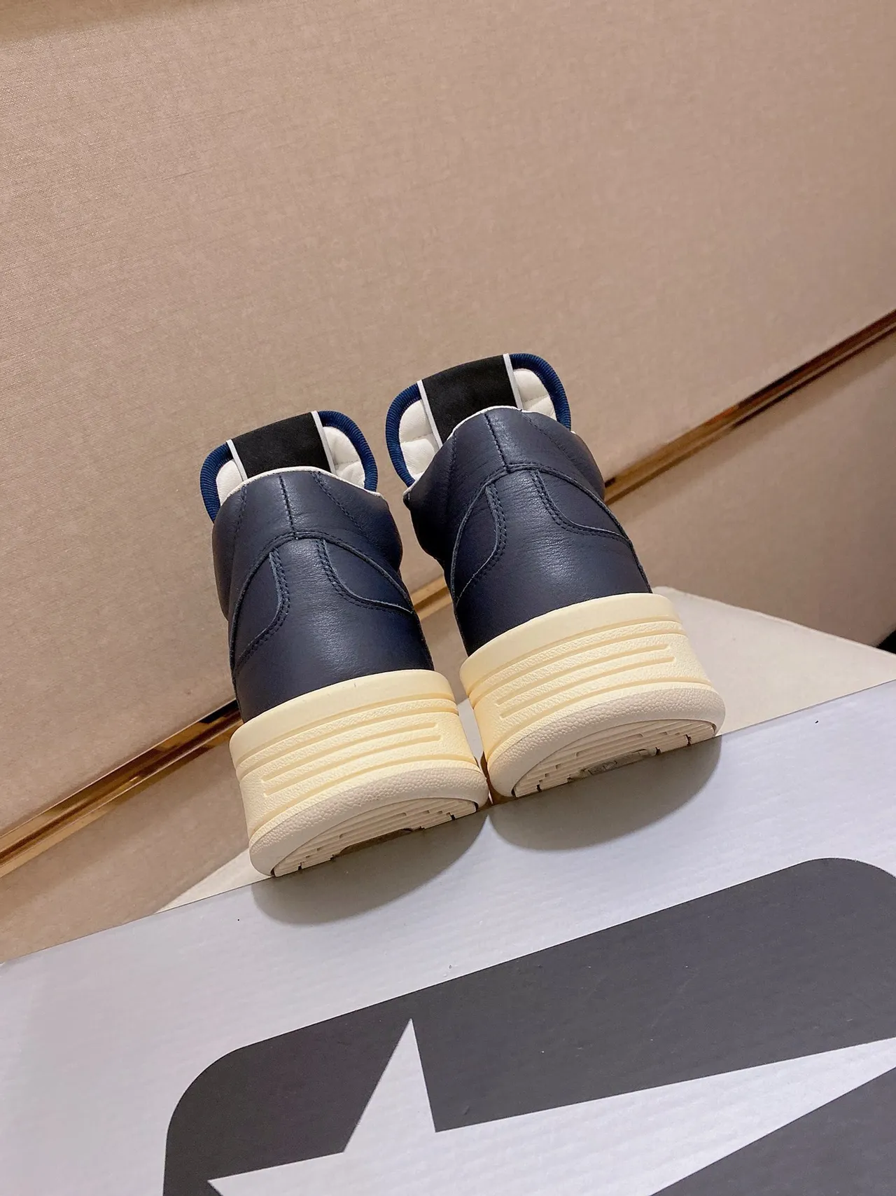 Converse Navy Beige High-Top Leather Upper Lifestyle Sneakers
