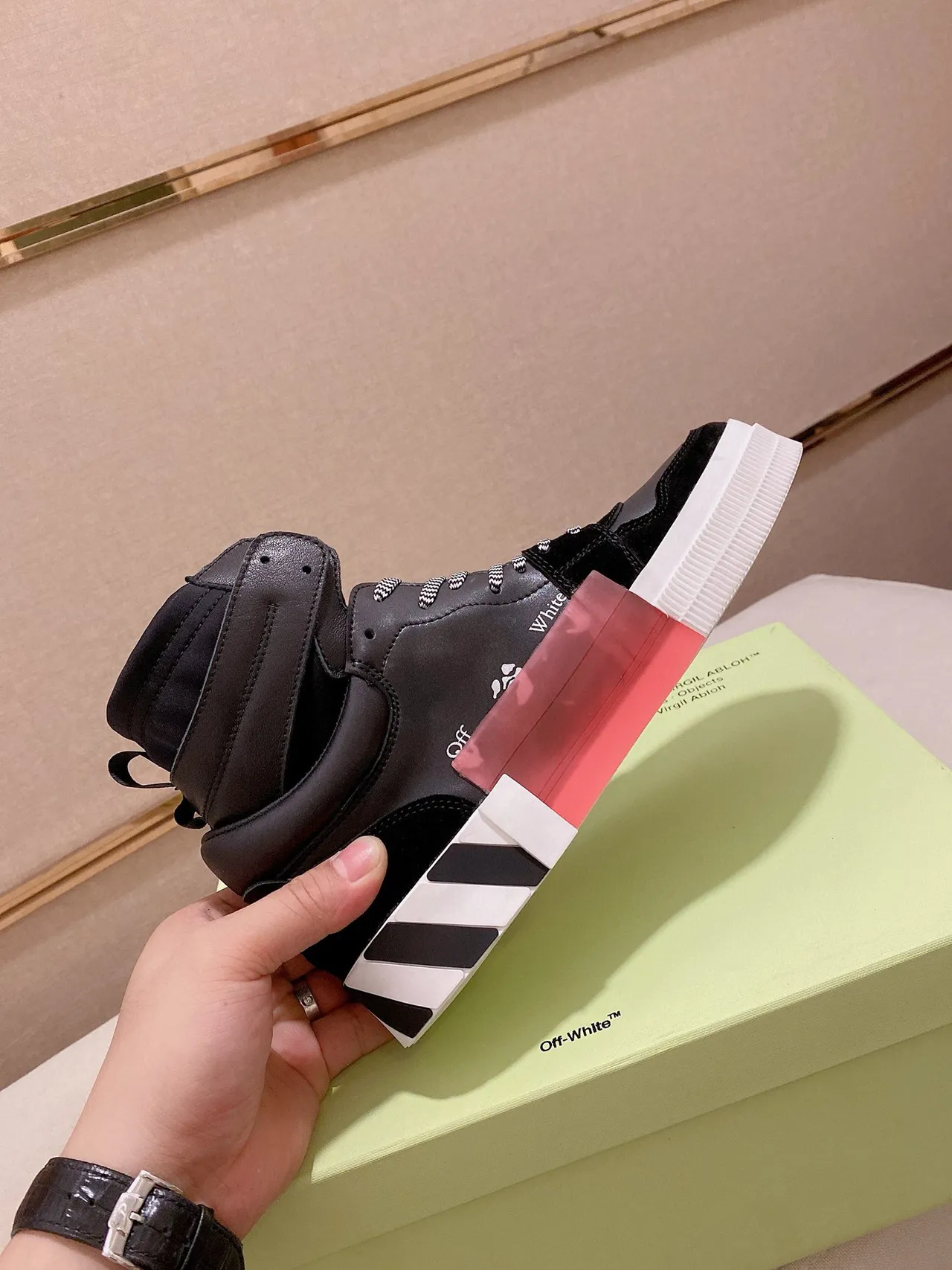 Off-White Arrow High-Top Black and White Lifestyle Sneakers