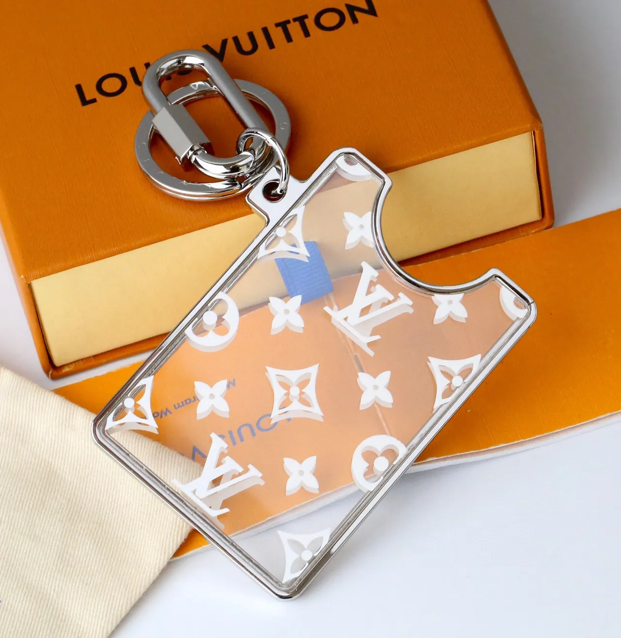 Louis Vuitton Transparent White Acrylic Monogram Print Phone Accessory