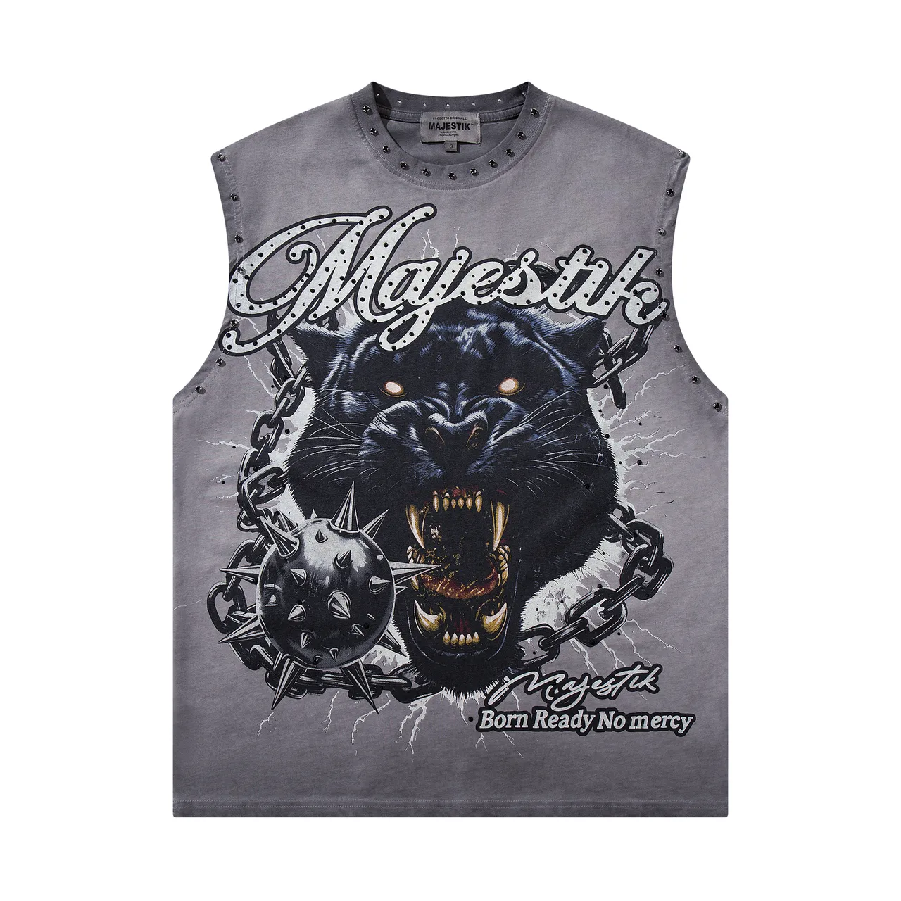 Majestik Graphic Panther Studded Vest Top