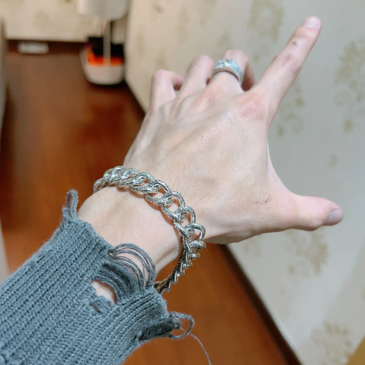 Balenciaga Logo Chain Silver Gold Chunky Oval-Link Engraved Brand Lettering Bracelet
