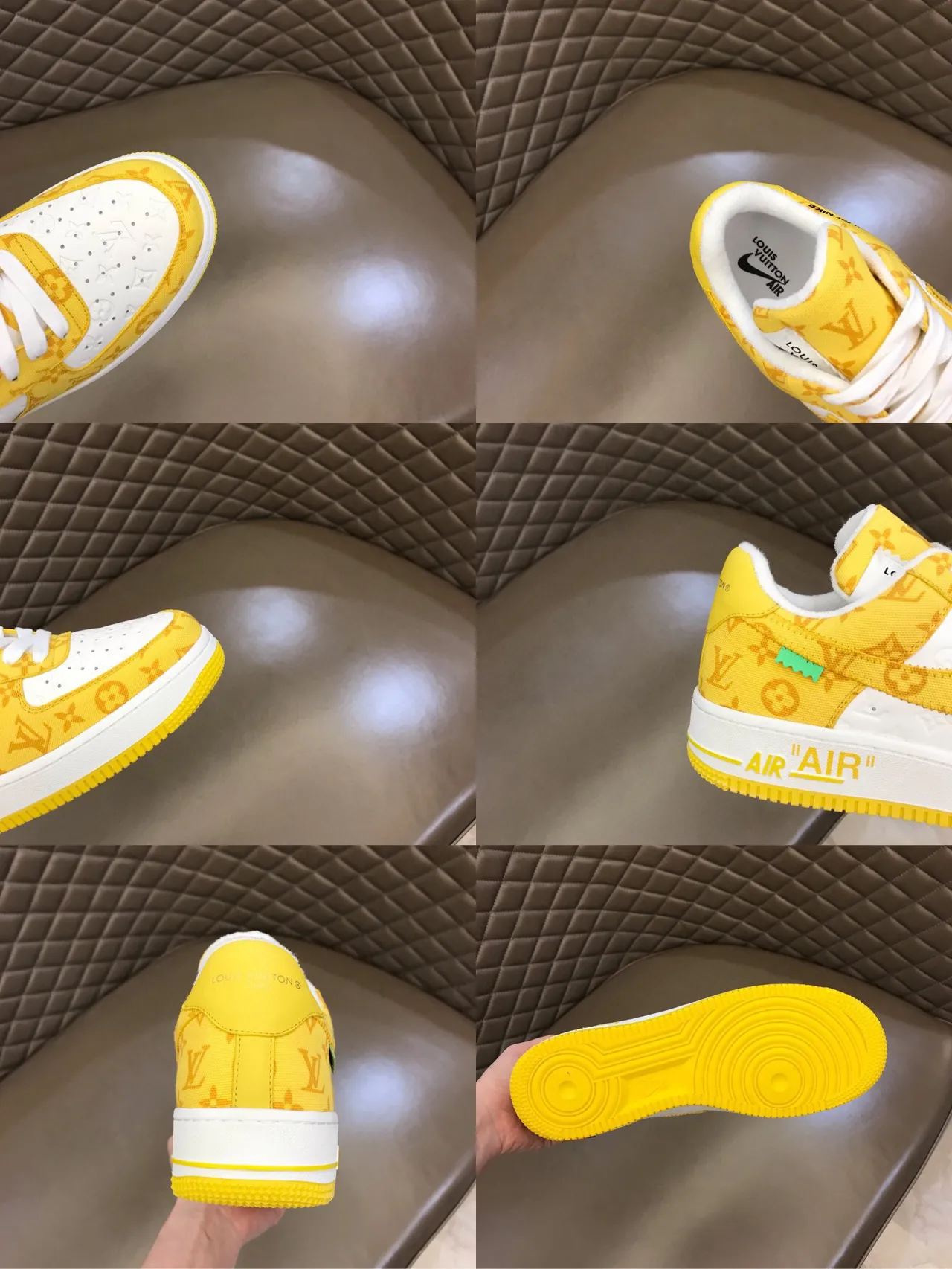 Nike Air Force 1 Yellow Monogram Print Lifestyle Sneakers