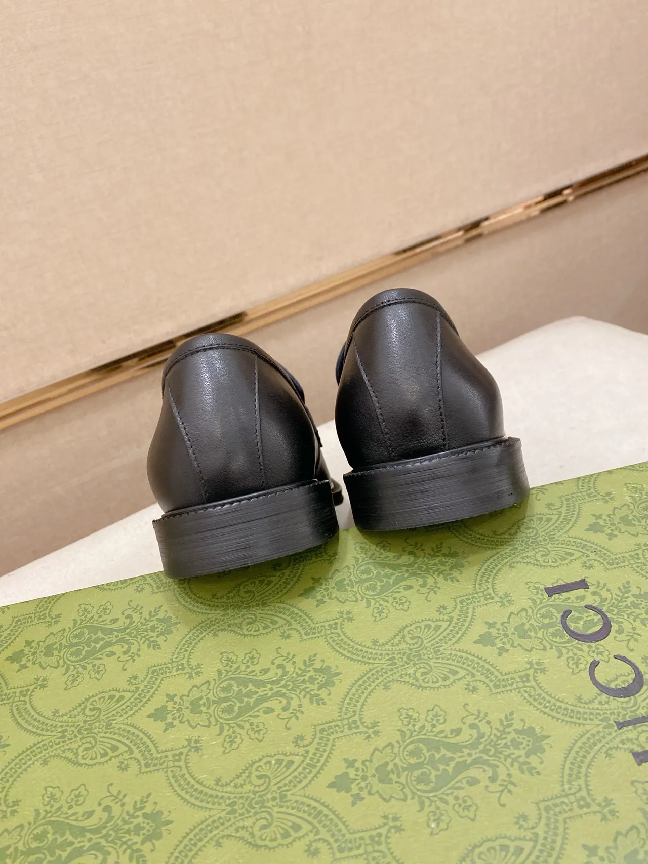 Gucci GG Marmont Loafer Black Leather Web-Trimmed Loafers