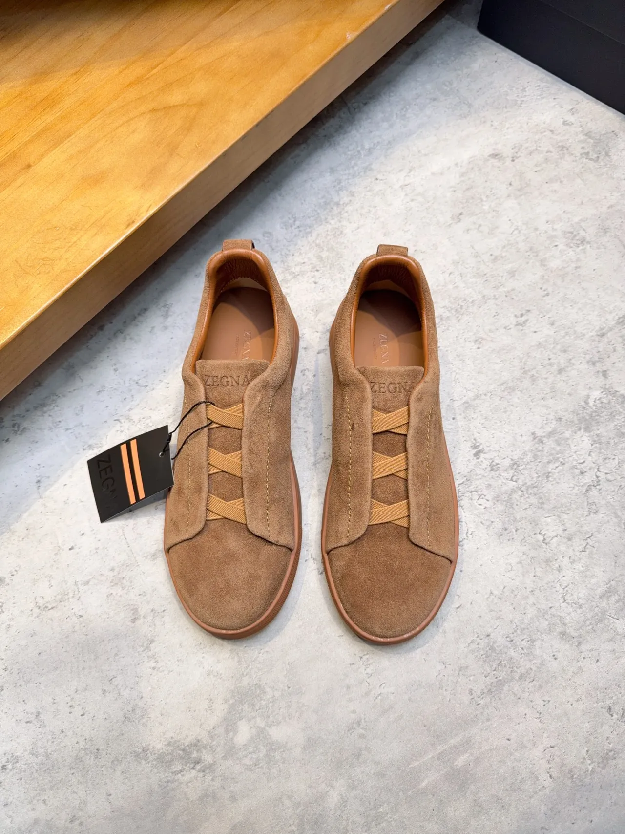 Zegna Suede Slip-On Brown Lifestyle Sneakers