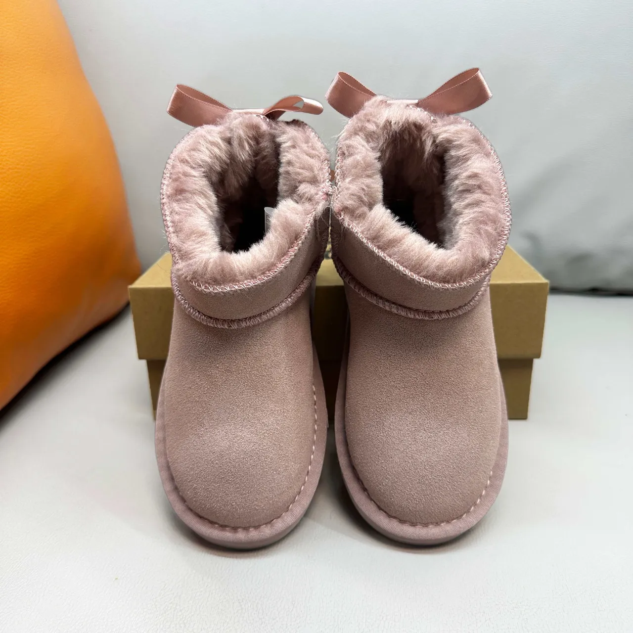 UGG Classic Mini Tan Suede Shearling-Lined Snow Boots