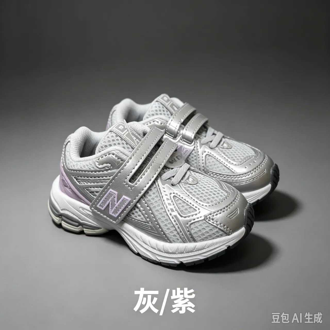 New Balance Gray Blue Retro Runner Velcro Strap Closure Chunky Sneakers