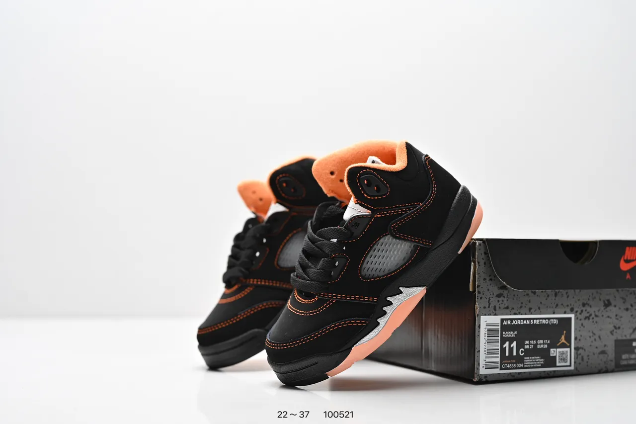 Air Jordan 5 Black Red '75' Kids Basketball Shoes