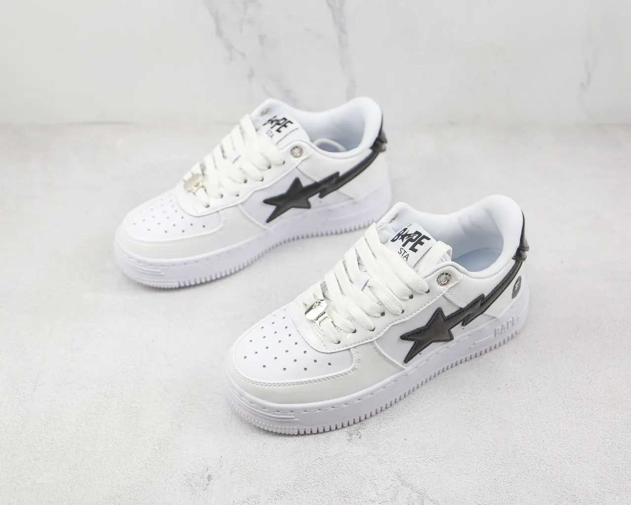 A Bathing Ape BAPE STA White Black Star Lightning Lifestyle Sneakers