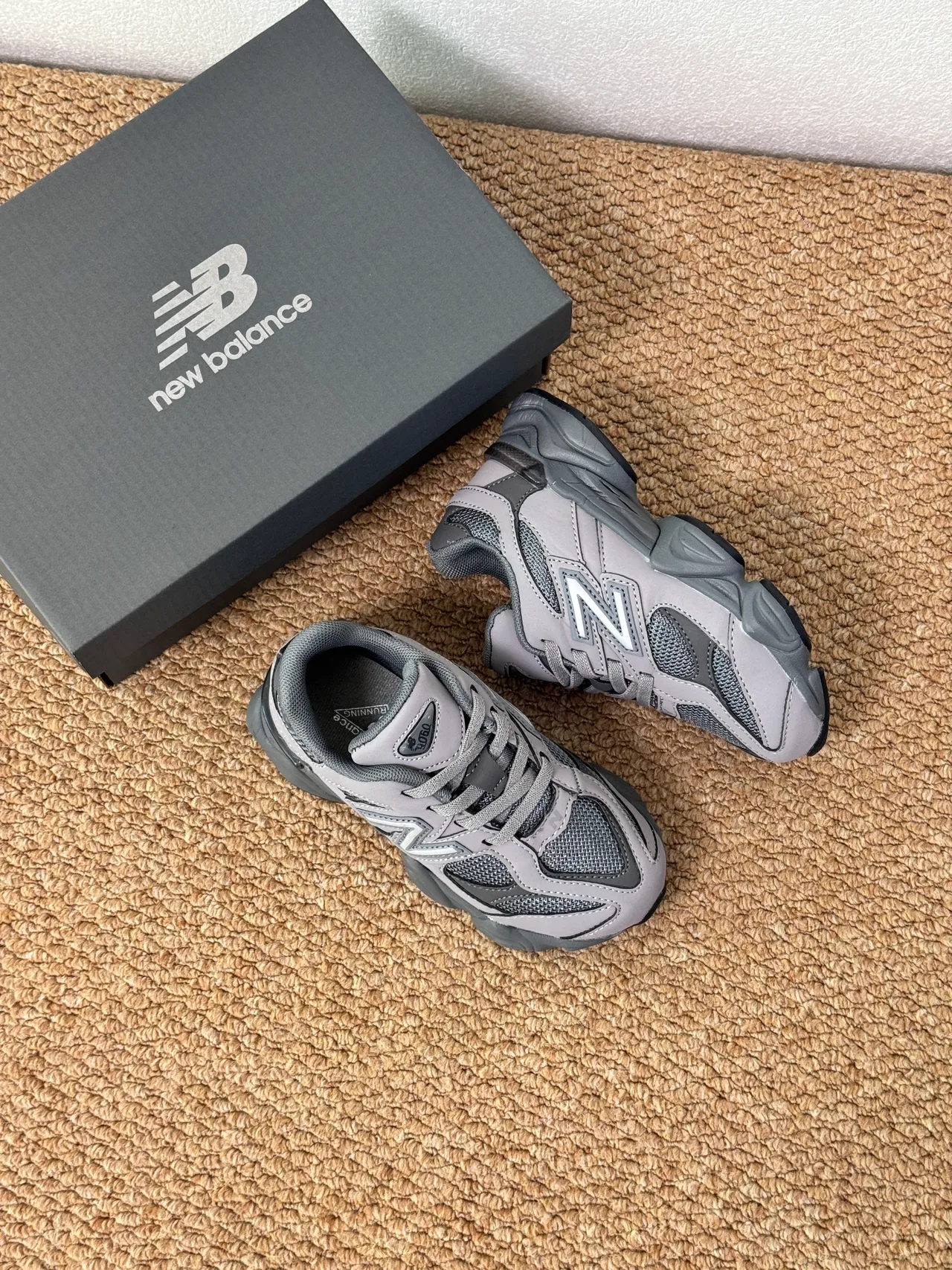 New Balance 9060 Gray Black Chunky Sneakers
