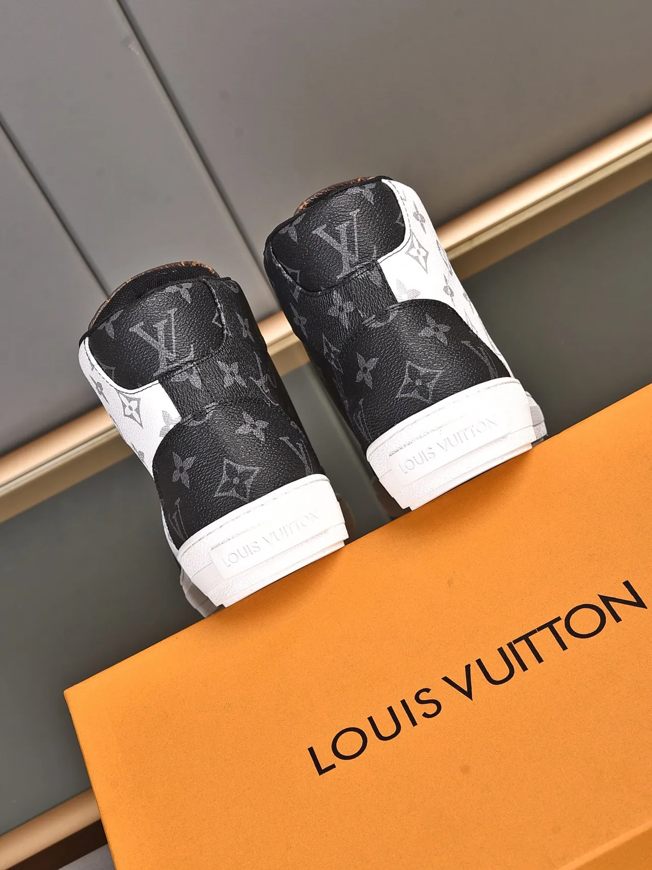 Louis Vuitton LV Trainer Brown White High-Top Monogram Canvas Lifestyle Sneakers
