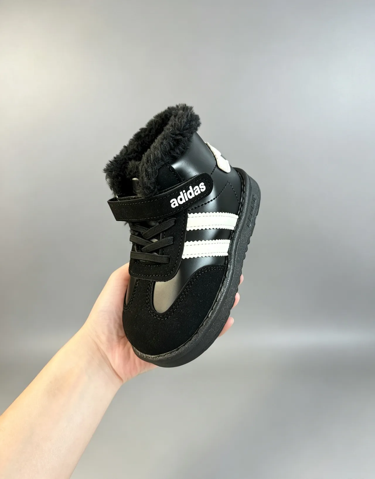 Adidas Brown White Fur-Lined Collar Three-Stripe Side Panel Snow Boots