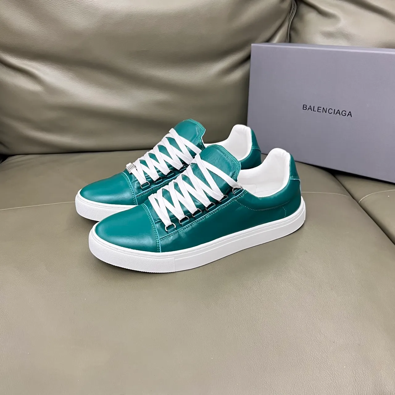 Balenciaga Le City Teal Green and White Lifestyle Sneakers