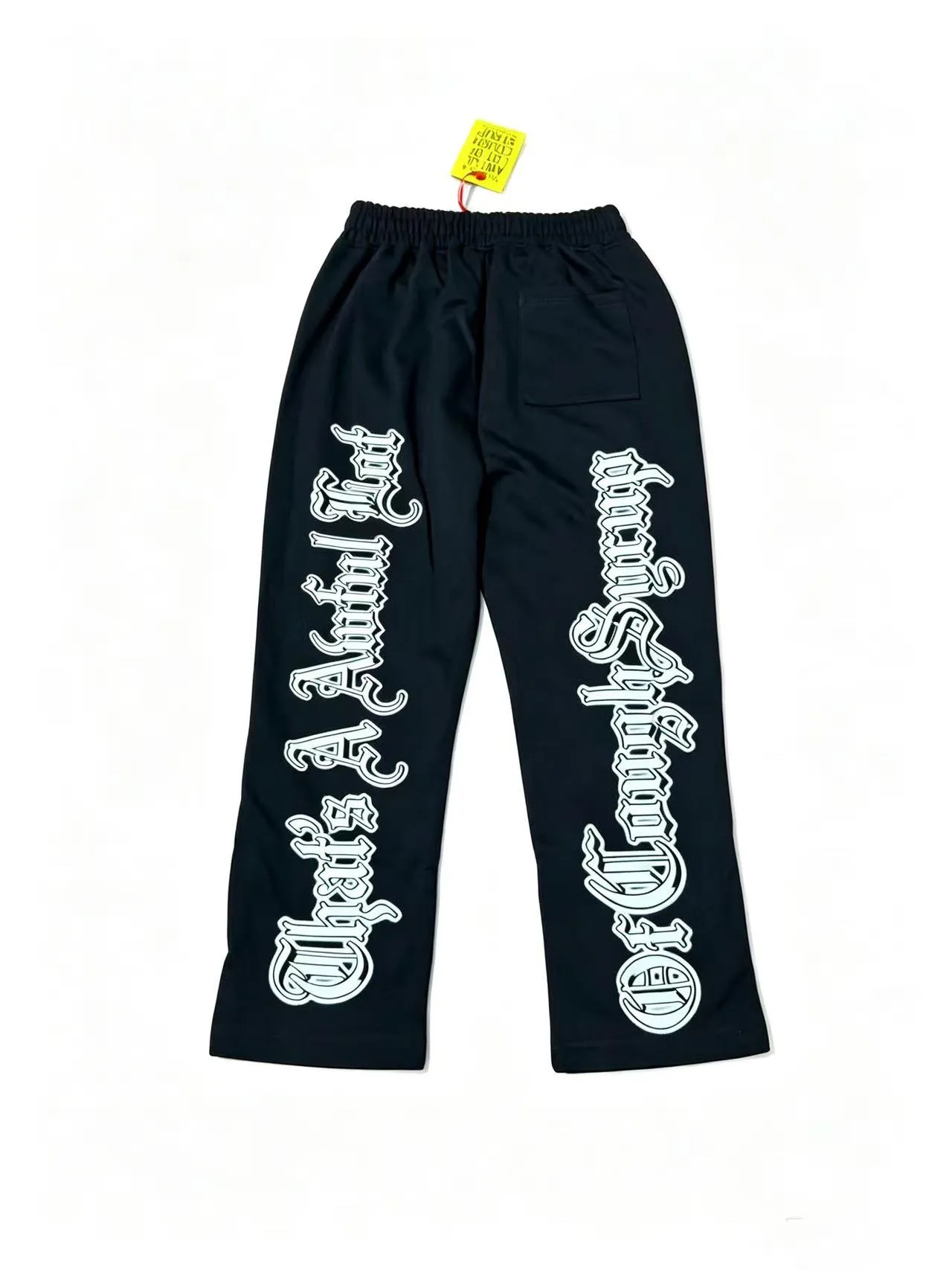 Black Gothic Typography Print Wide-Leg Sweatpants