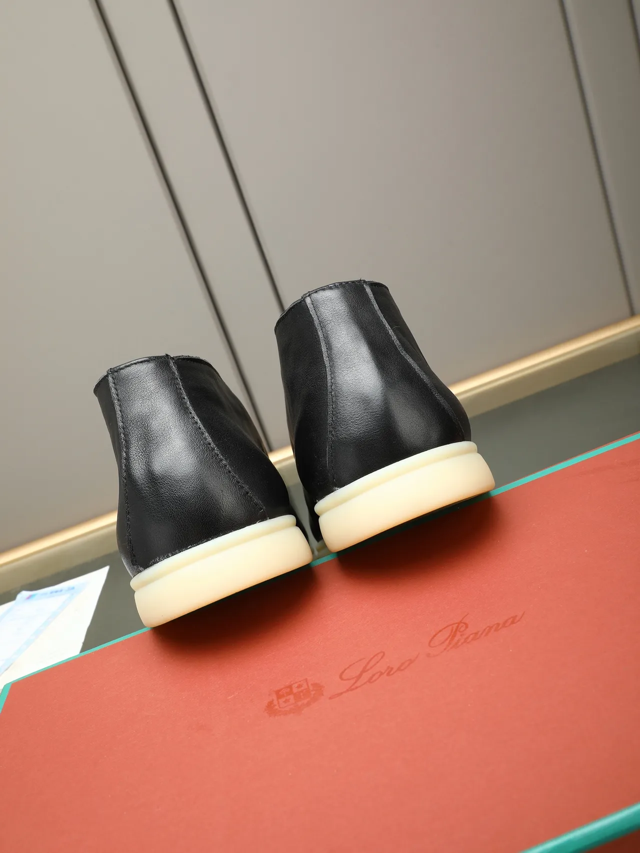 Loro Piana Summer Walk Black Leather Slip-On Loafers