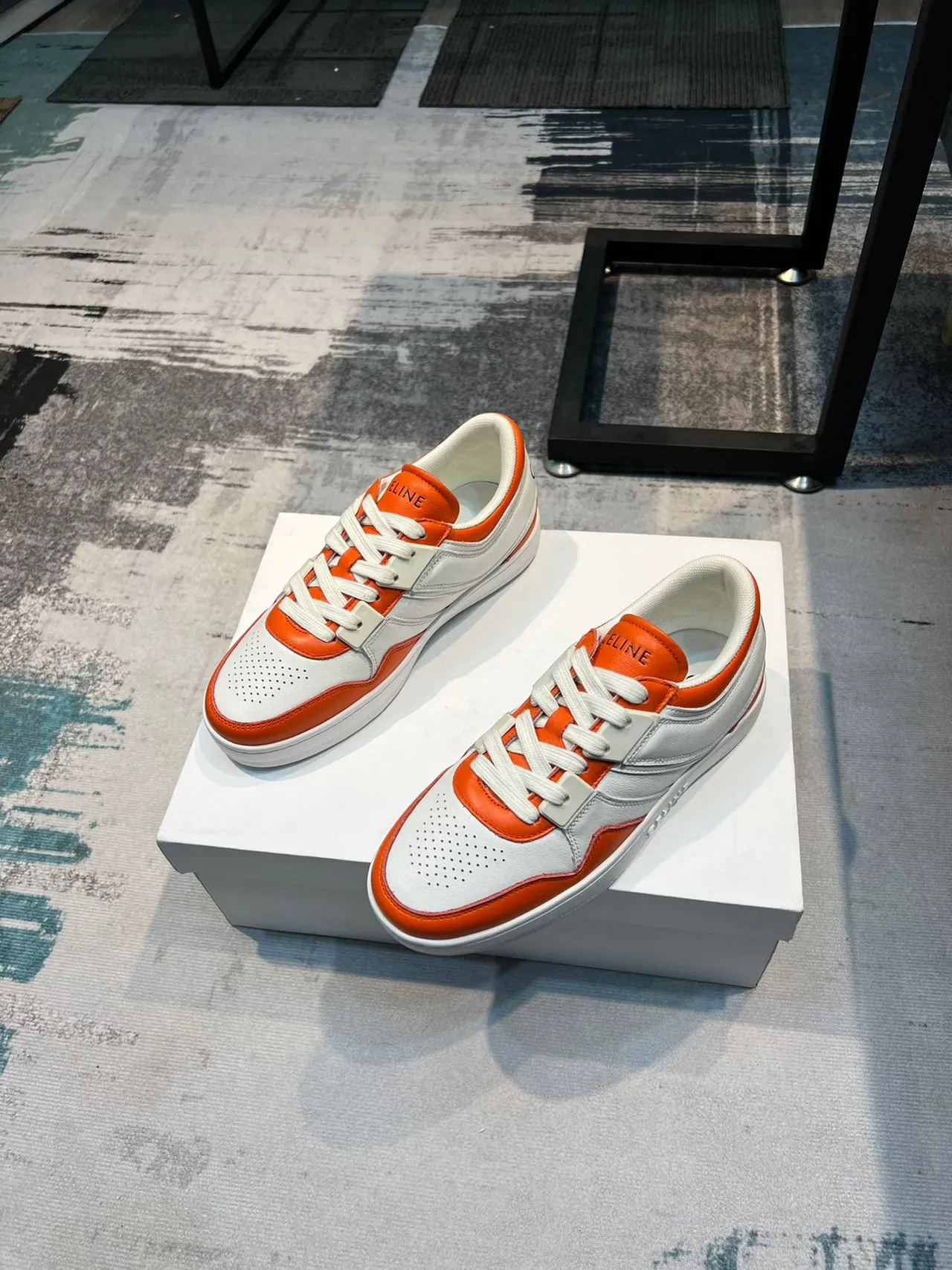 Celine CT-01 White and Orange Panelled Lifestyle Sneakers