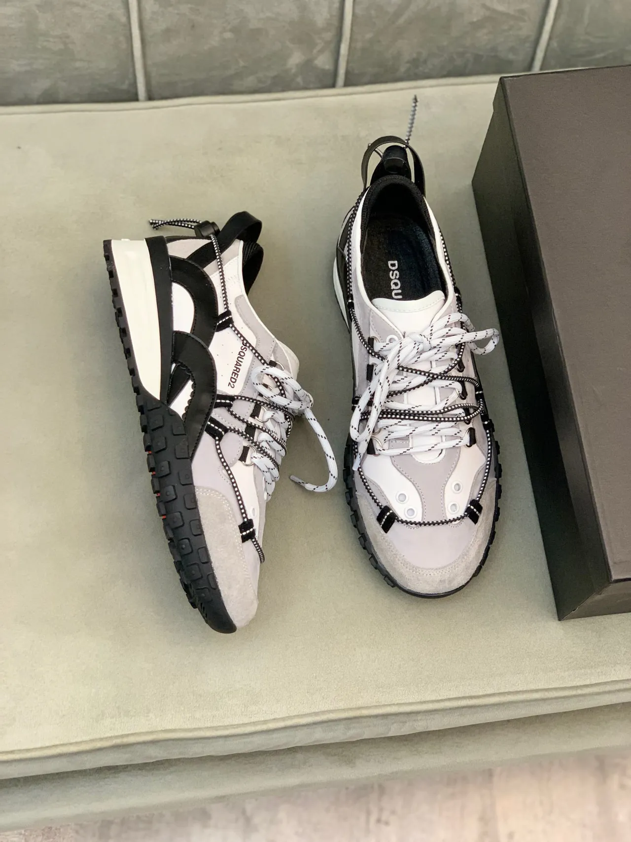 Dsquared2 ICON Multi-Strap Gray White Black Chunky Sneakers