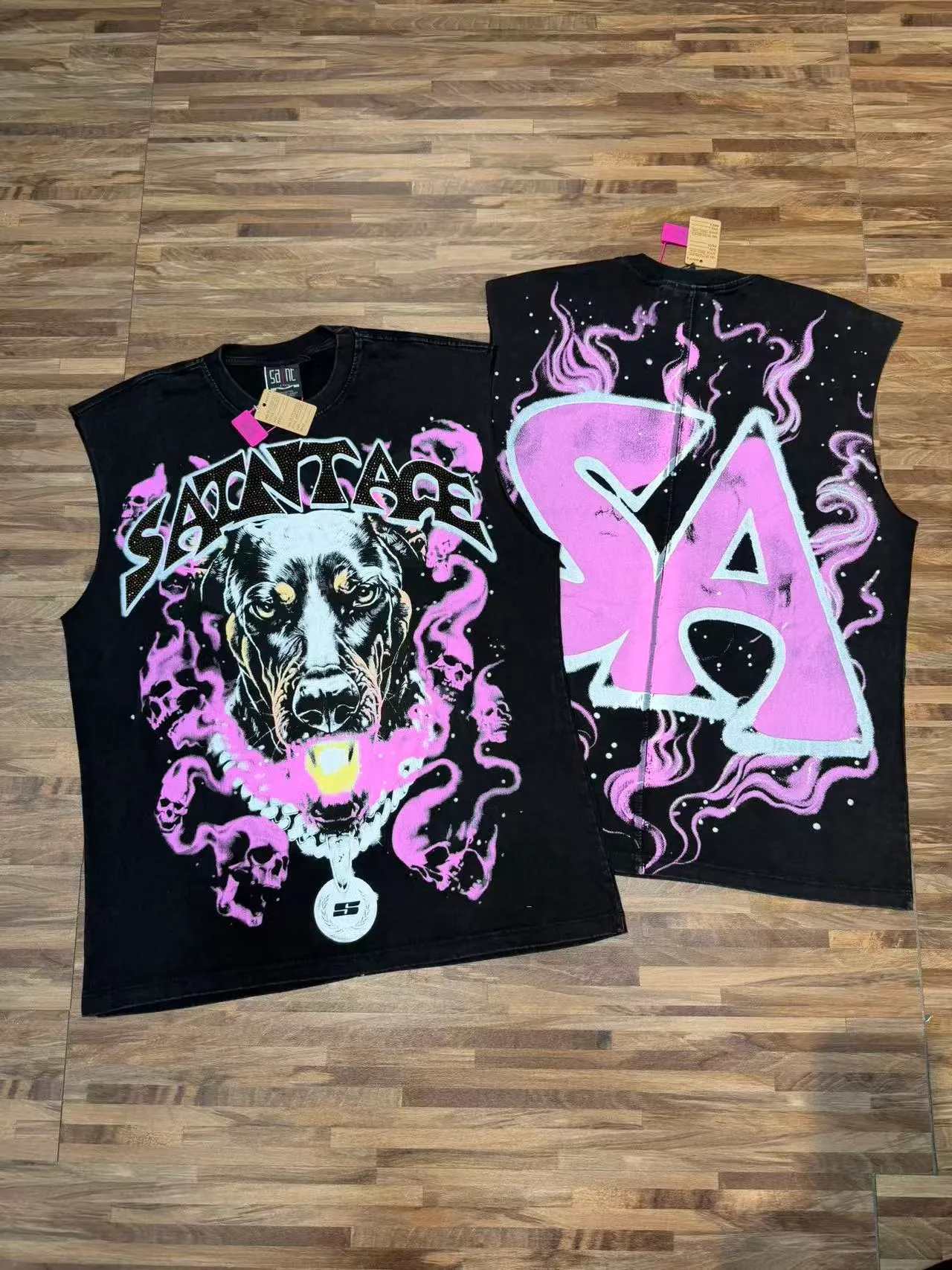 Stussy Santage Graphic Pink Smoke Vest Top