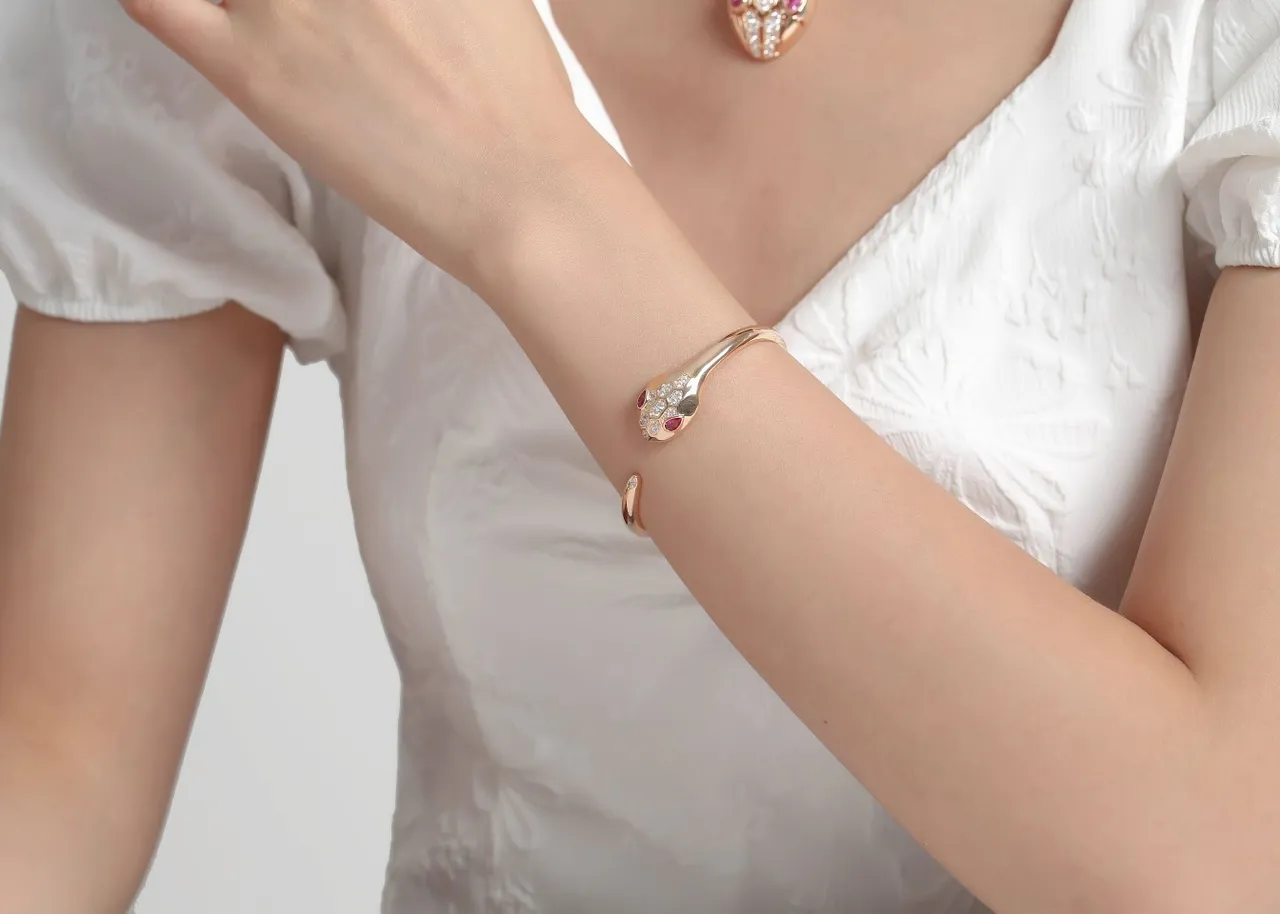 Bvlgari Serpenti Rose Gold Ruby and Diamond Bracelet