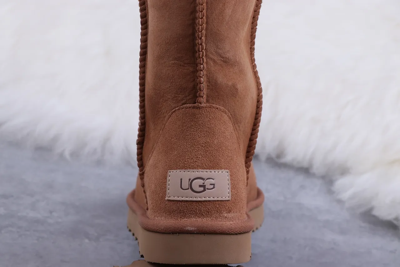 UGG Classic Tall Chestnut Suede Shearling-Lined Knee Boots