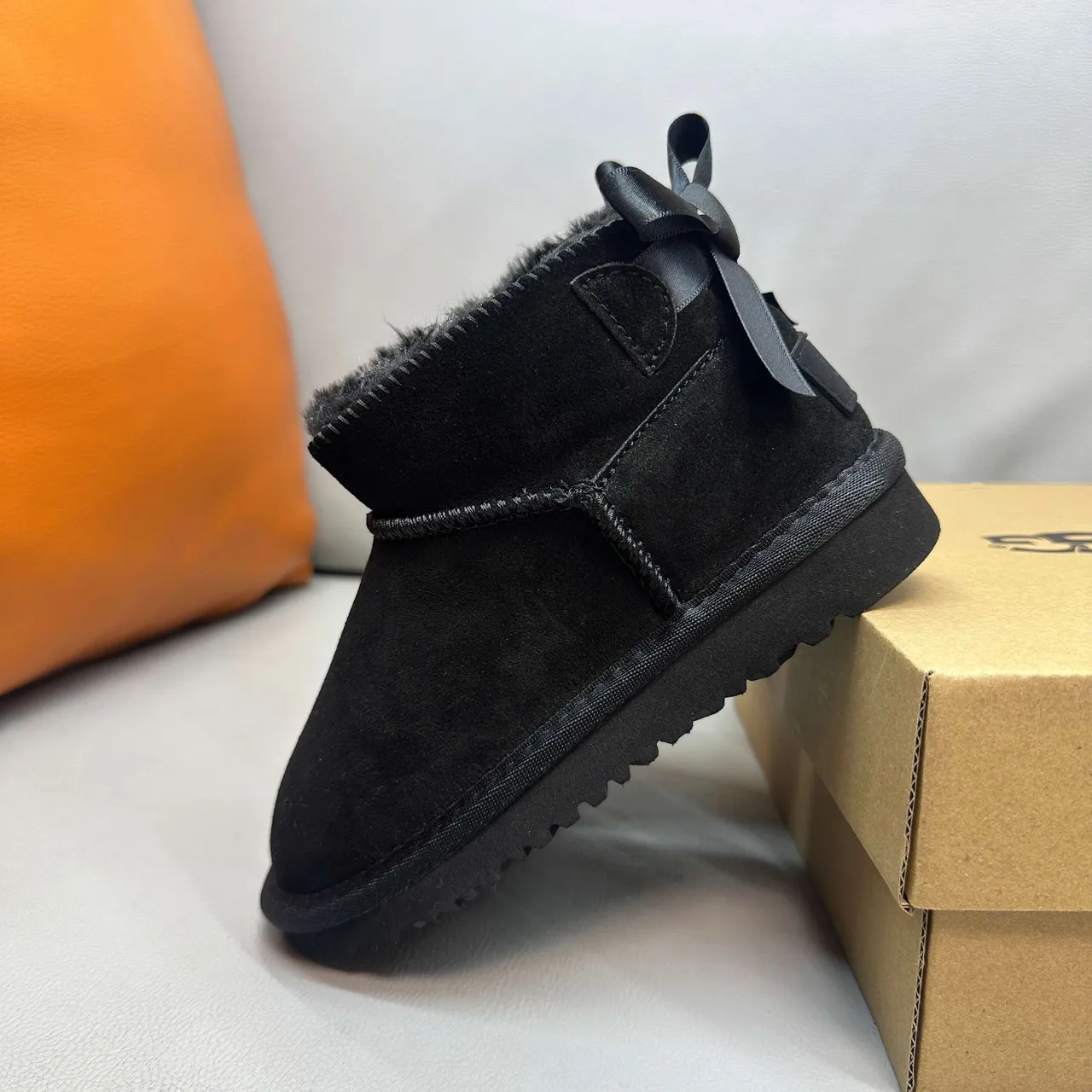 UGG Classic Mini Tan Suede Shearling-Lined Snow Boots