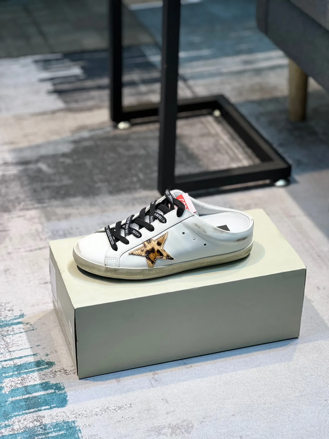 Golden Goose Super-Star Mule White Leopard Star Lifestyle Sneaker