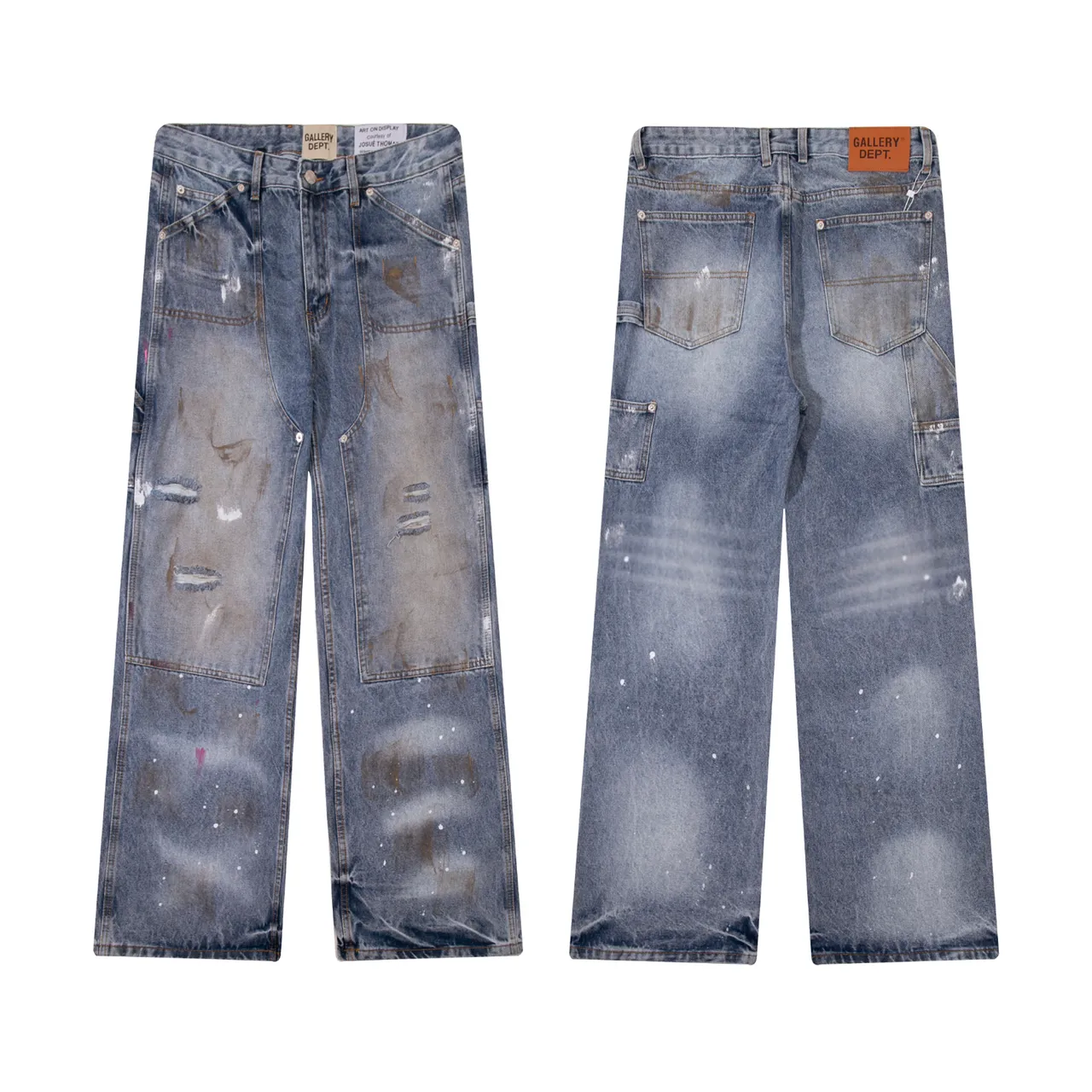 Gallery Dept Distressed Paint-Splattered Wide-Leg Jeans