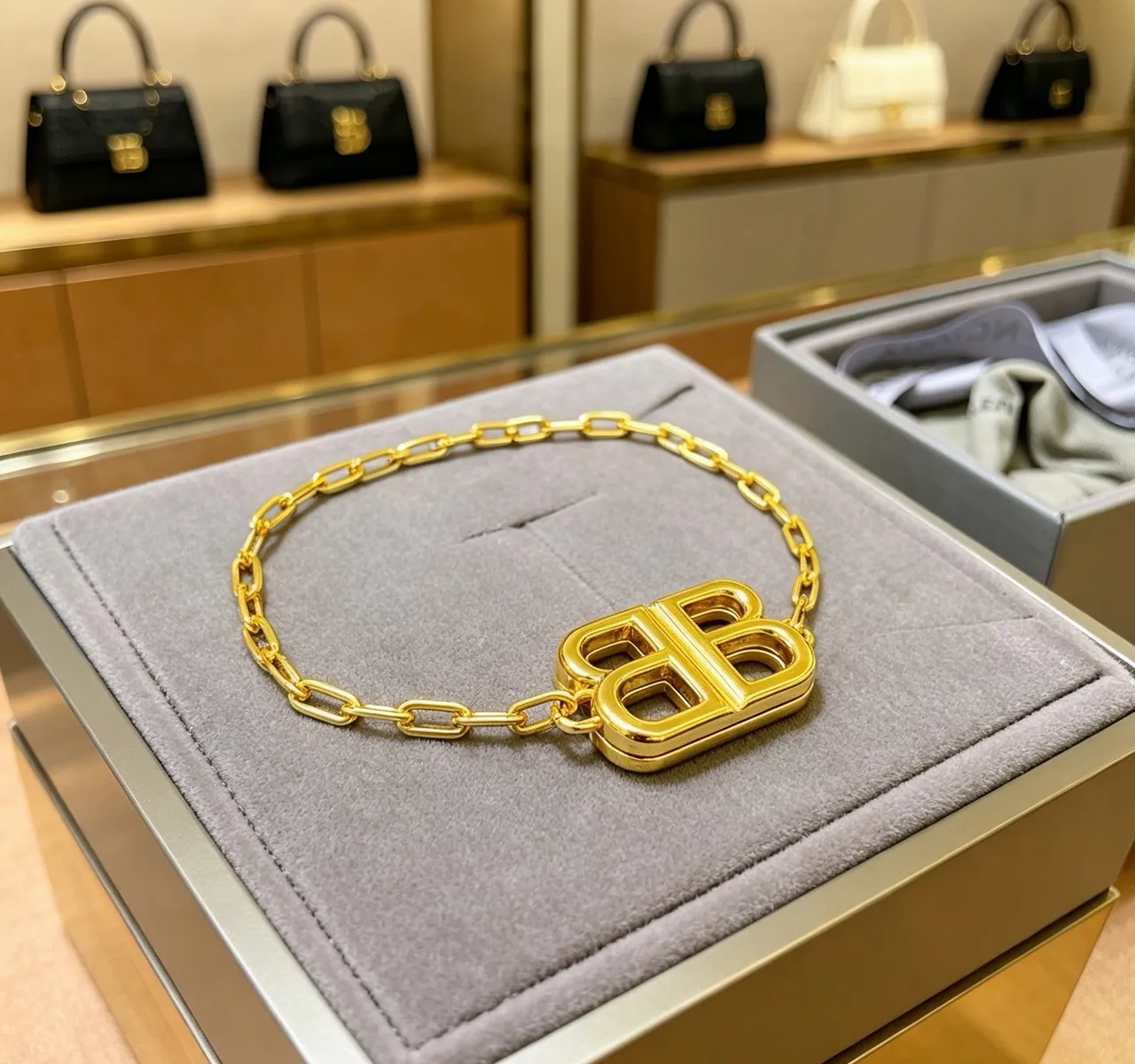 Balenciaga BB Chain Bracelet Gold Tone Bracelet