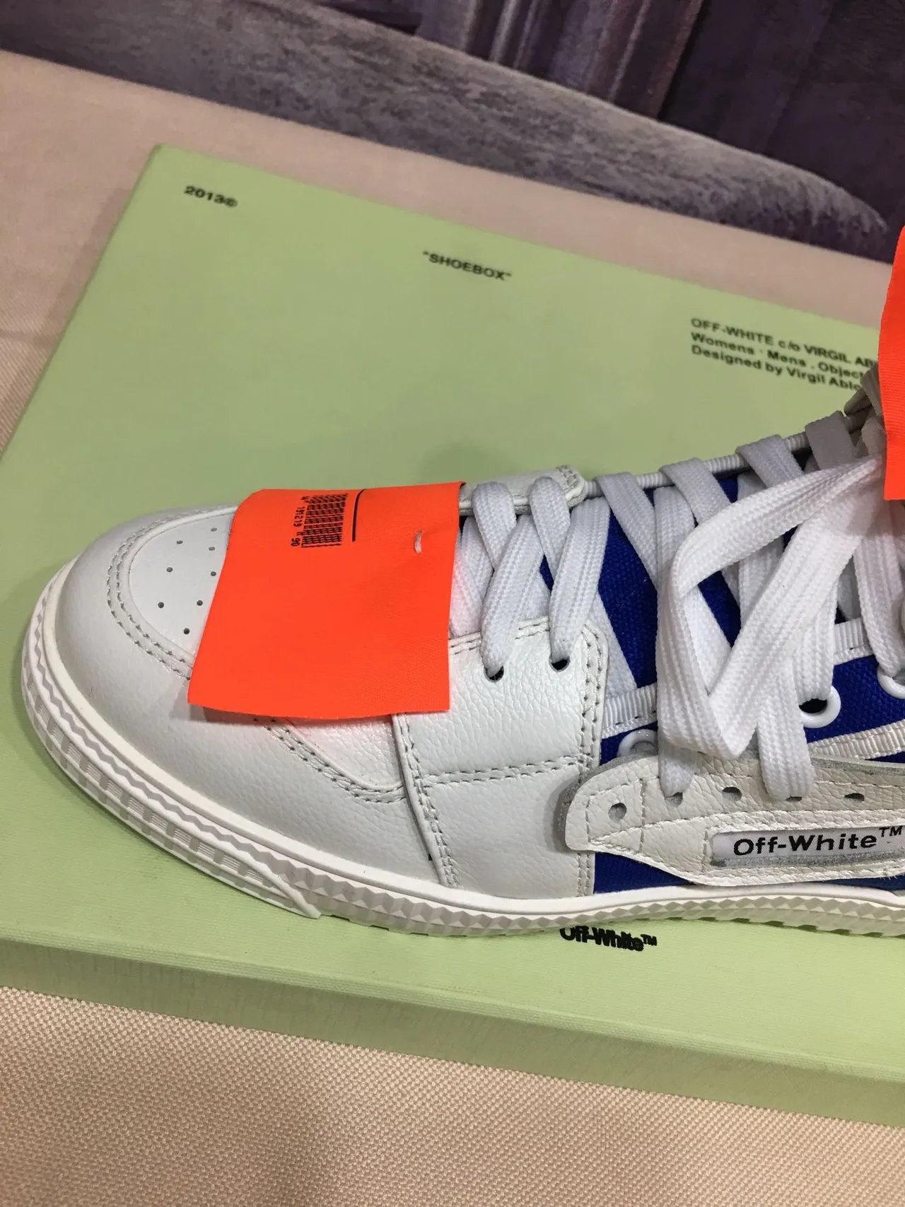 Off-White The Ten Blue High-Top Layered Leather And Textile Lifestyle Sneakers