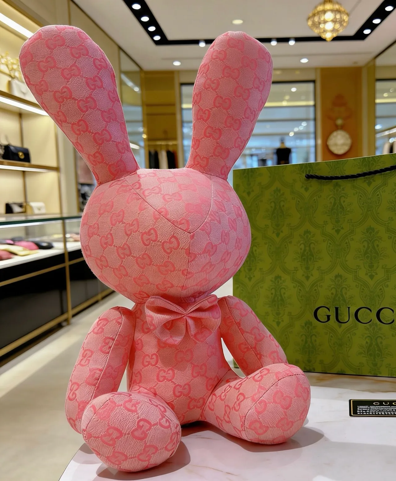 Gucci Pink Plush Monogrammed Handbag