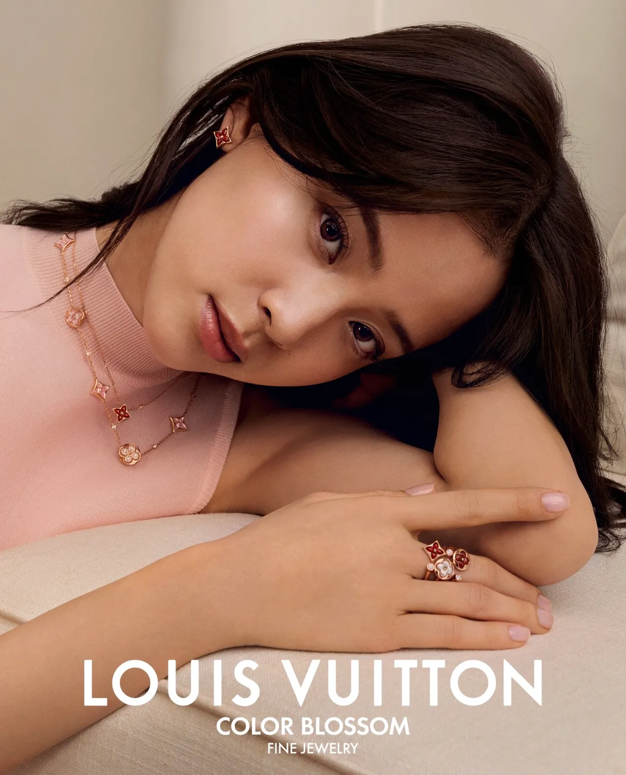 Louis Vuitton Monogram Flower Motif Rose Gold Necklace