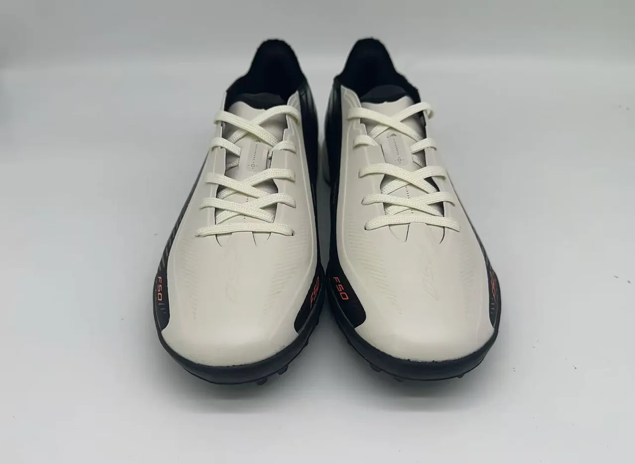 Adidas F50 Beige Black Low-Profile Synthetic Upper Molded Studs Turf Soccer Shoes
