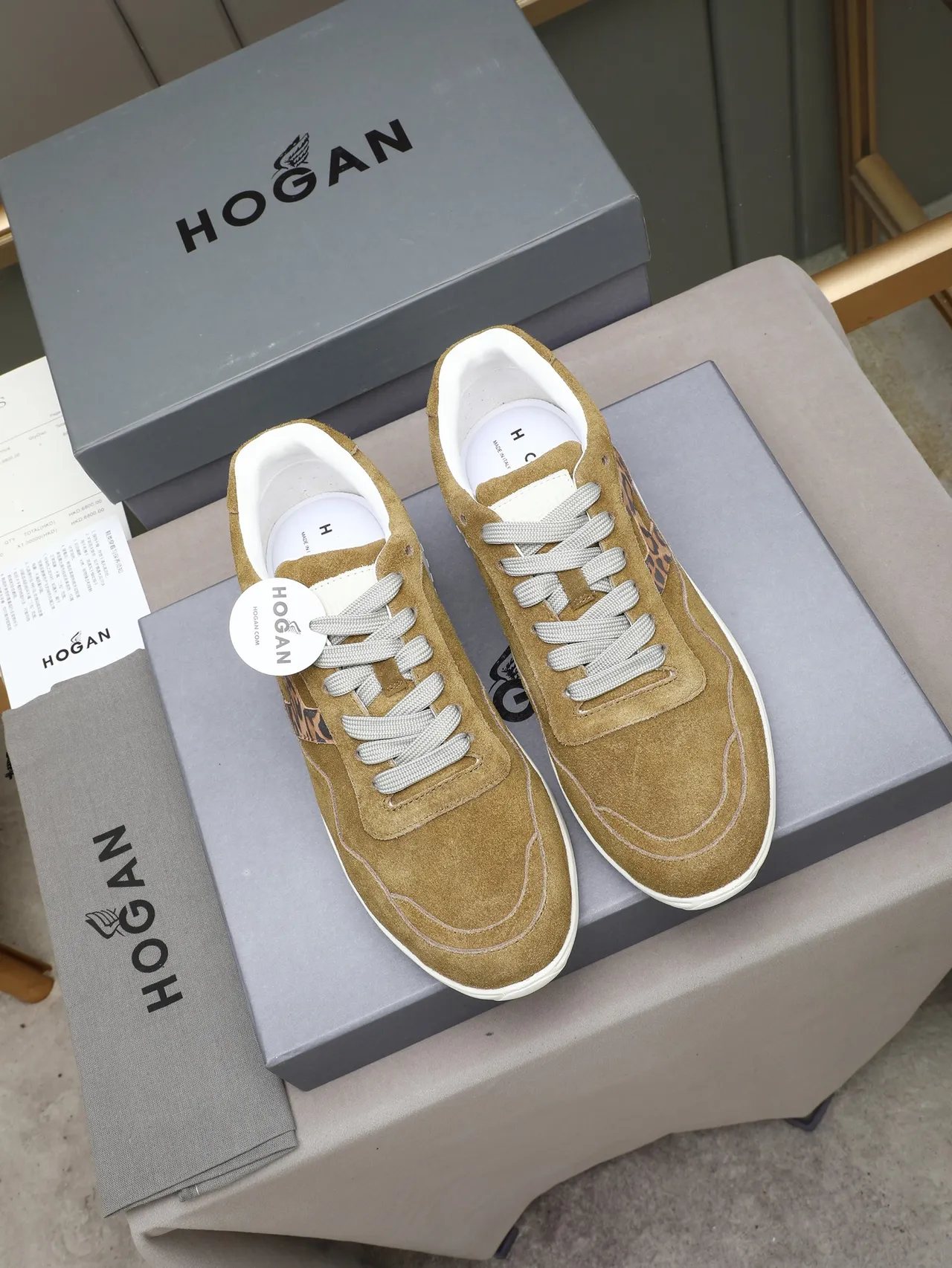 Hogan H-Series Suede Leopard-Print Lifestyle Sneakers