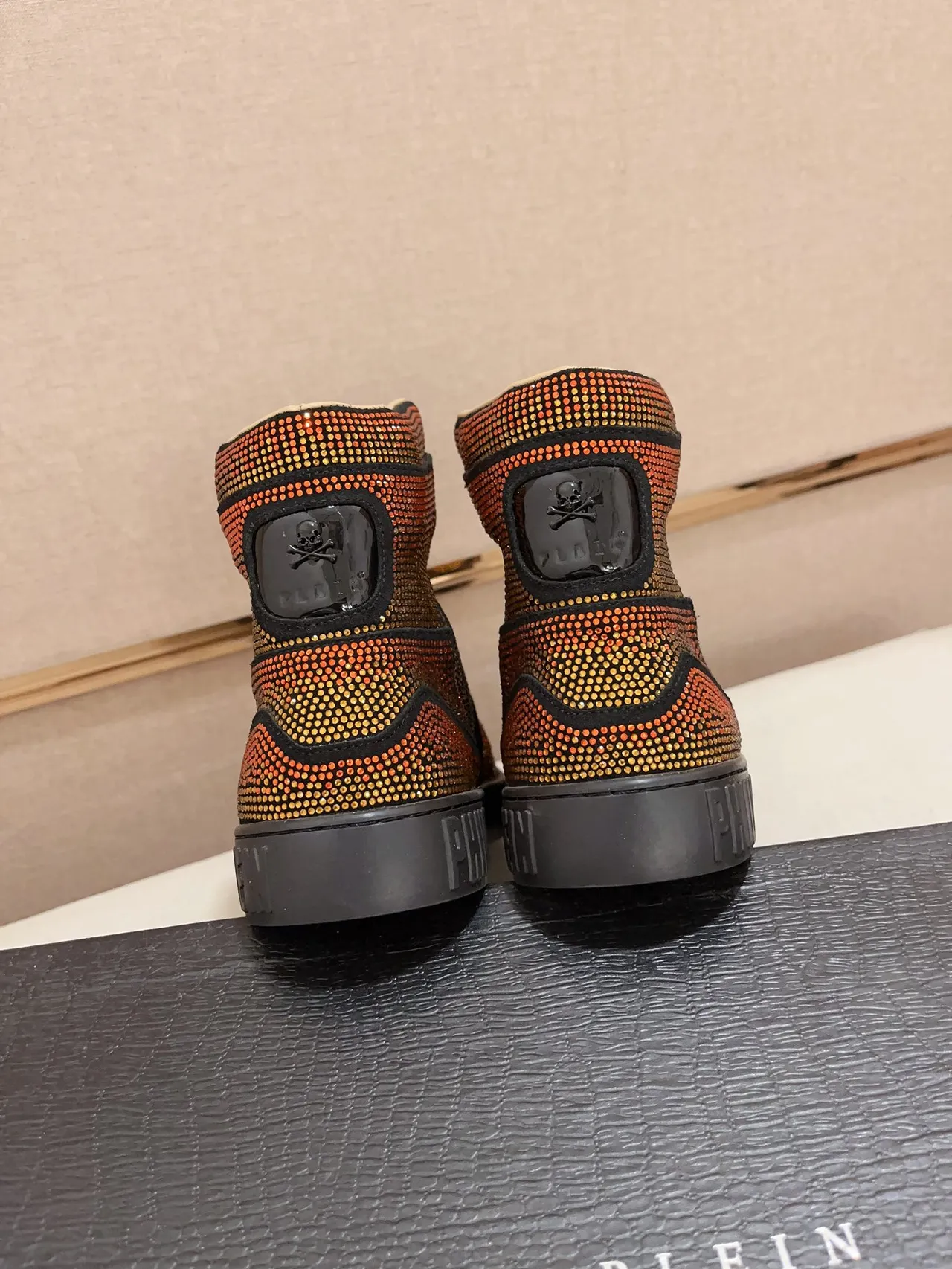 Philipp Plein Crystal-Embellished Flame Motif High-Top Lifestyle Sneakers