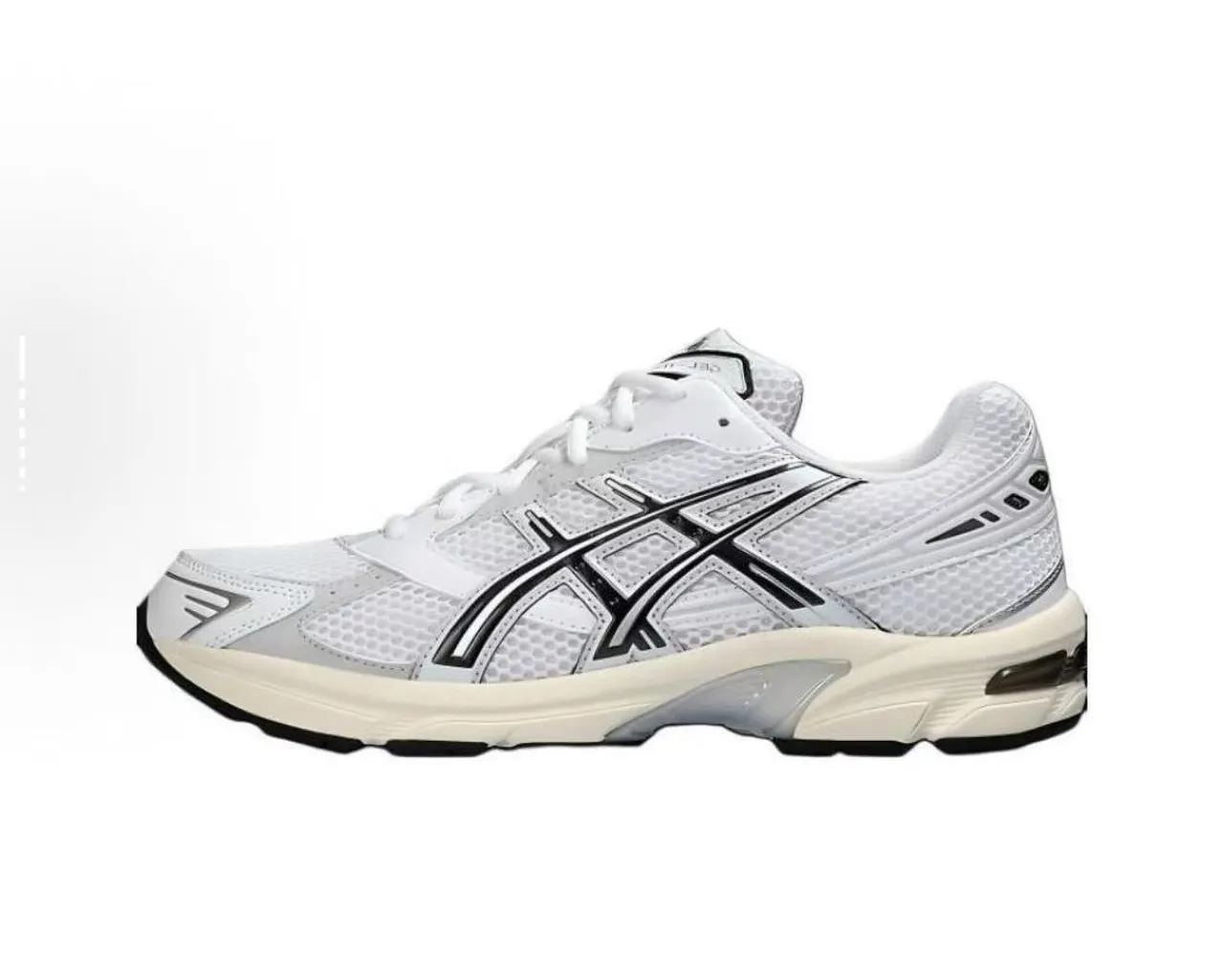 ASICS White Black Mesh Upper Synthetic Overlays Running Shoes