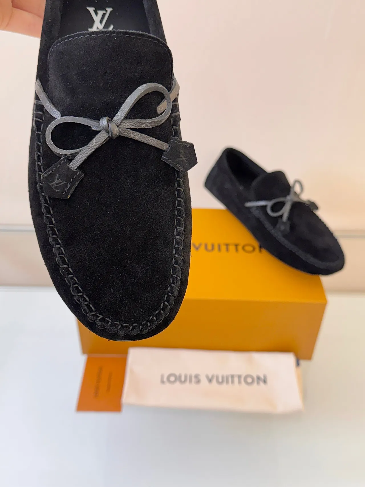 Louis Vuitton Black Suede Bow Loafer