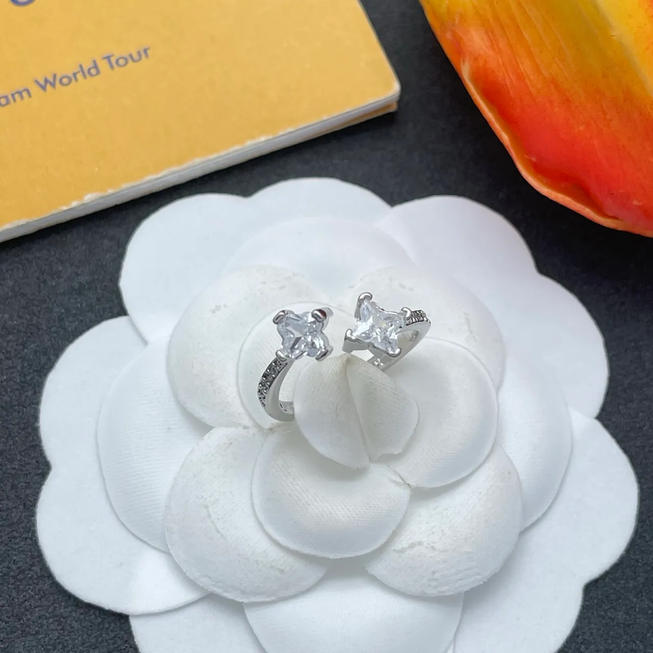Louis Vuitton Dual-Stone Prong-Set Silver-Toned Ring