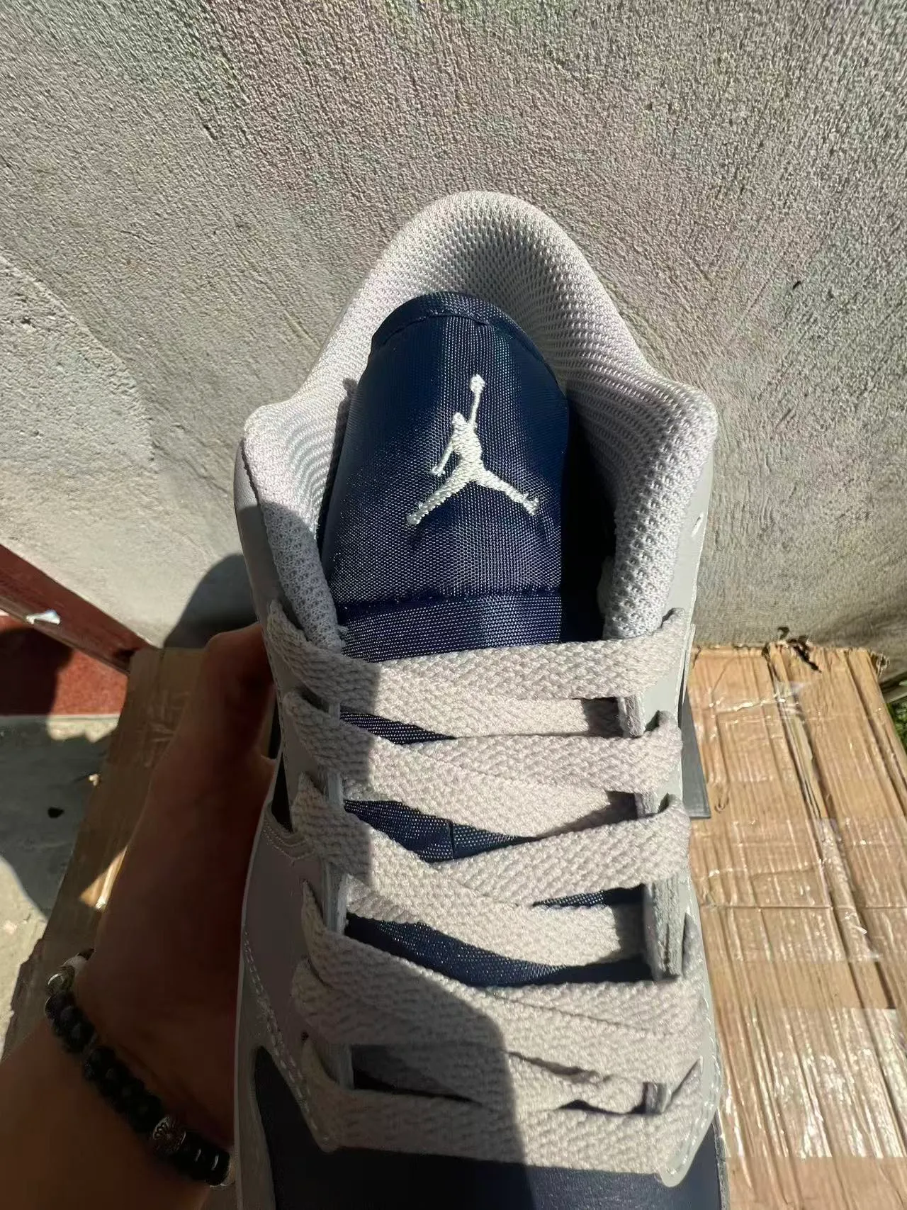 Nike Air Jordan 1 Low Gray Navy White Lifestyle Sneakers