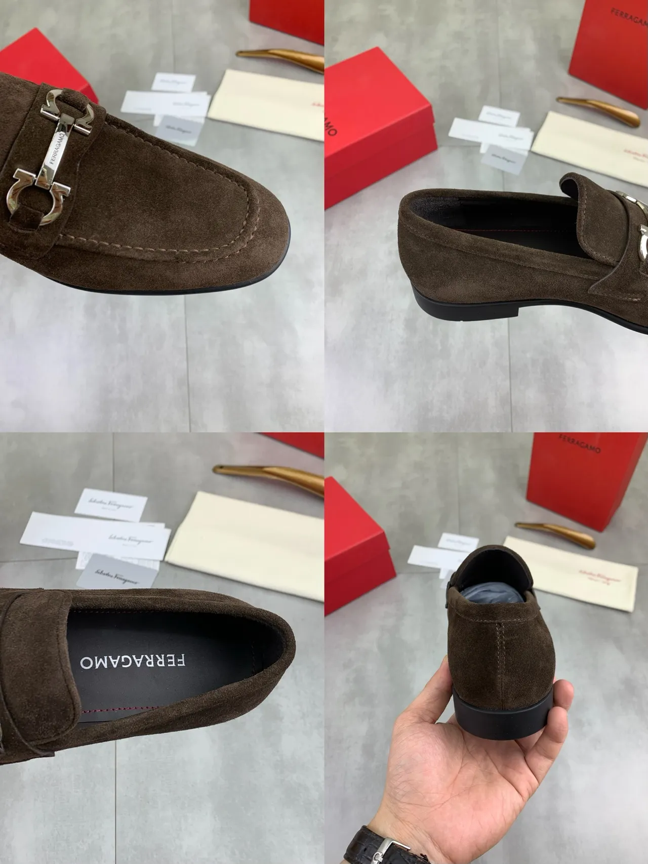 Salvatore Ferragamo Gancini Loafer Brown Suede Loafers
