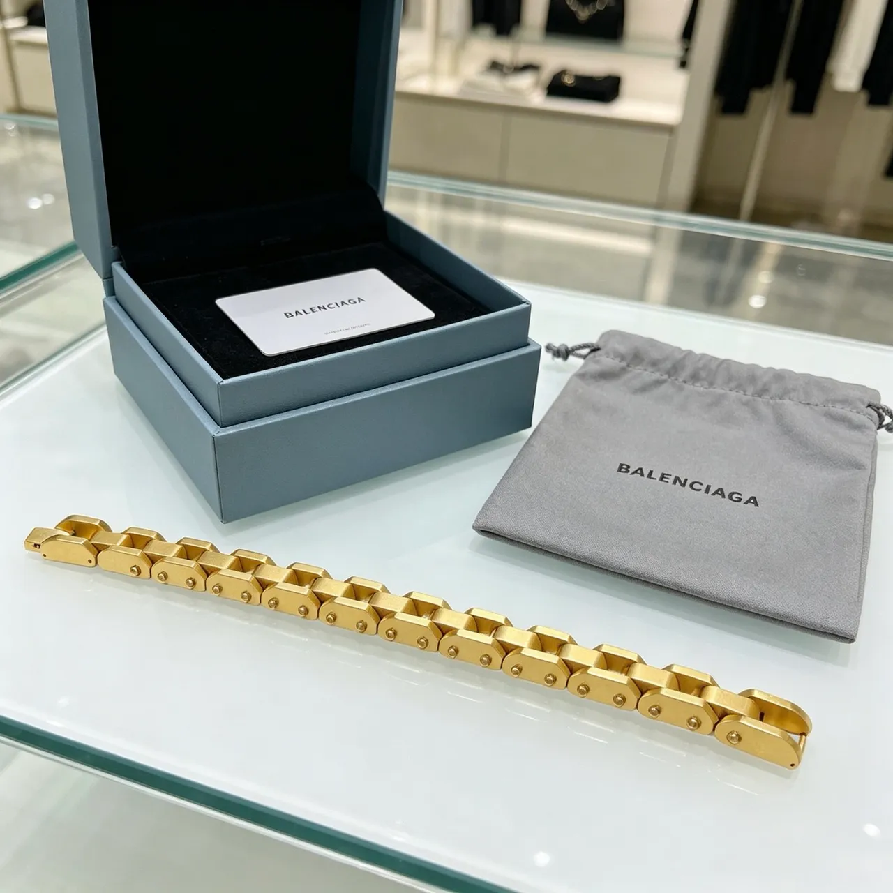 Balenciaga Chunky Riveted Gold-Tone Chain Bracelet