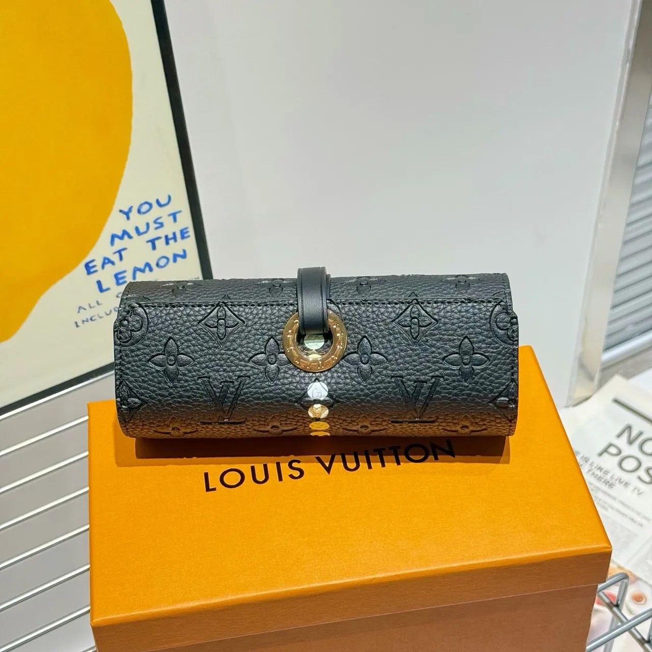 Louis Vuitton Monogram Leather Roll Clutch Handbag