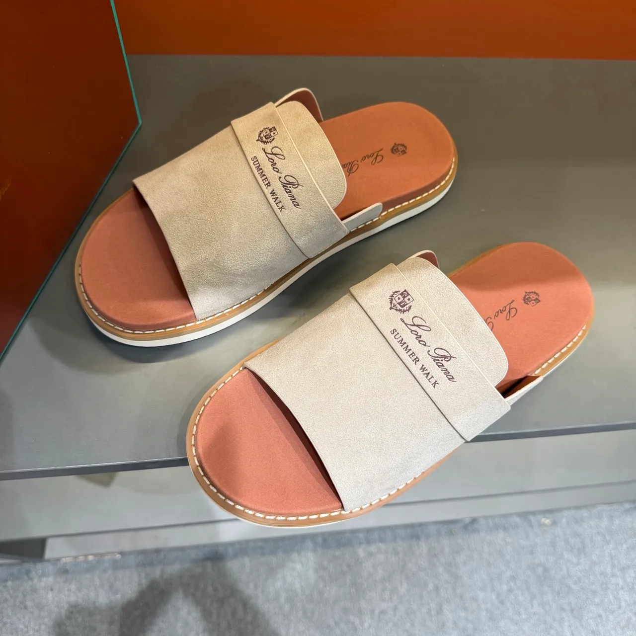 Loewe Summer Walk Suede Slide Slippers