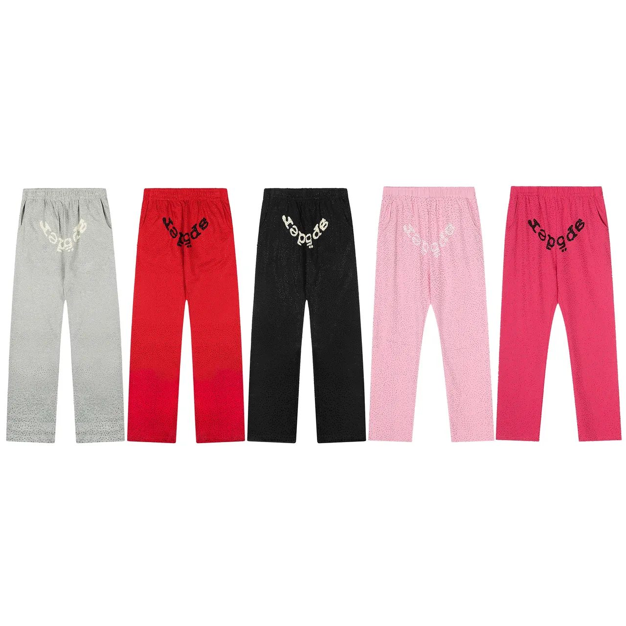 Sp5der Red Perforated Fabric Texture Arched Embroidered Logo Tracksuit