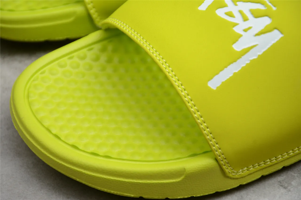 Stussy Stock Logo Lime Green Slippers