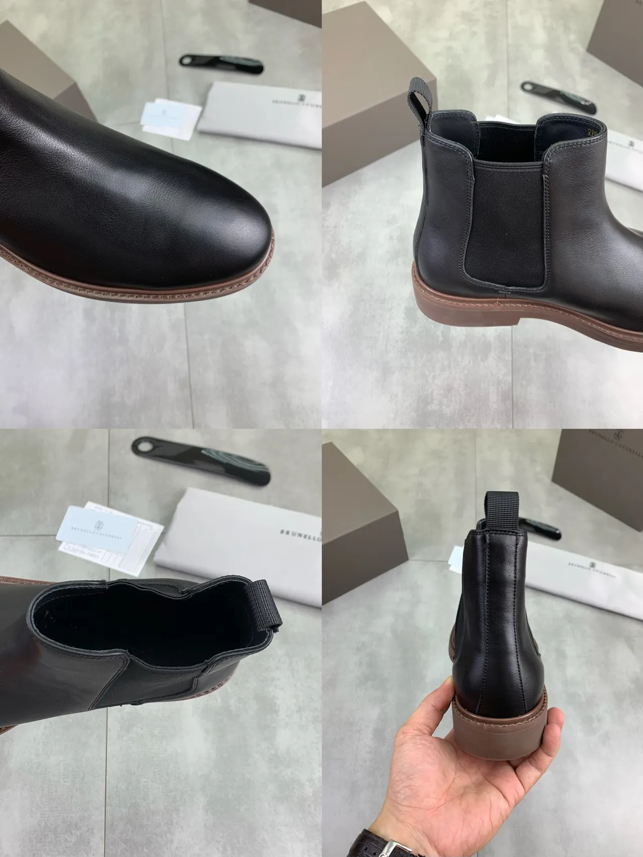 Black Brown Smooth Leather Elastic Side Gussets Chelsea Boots