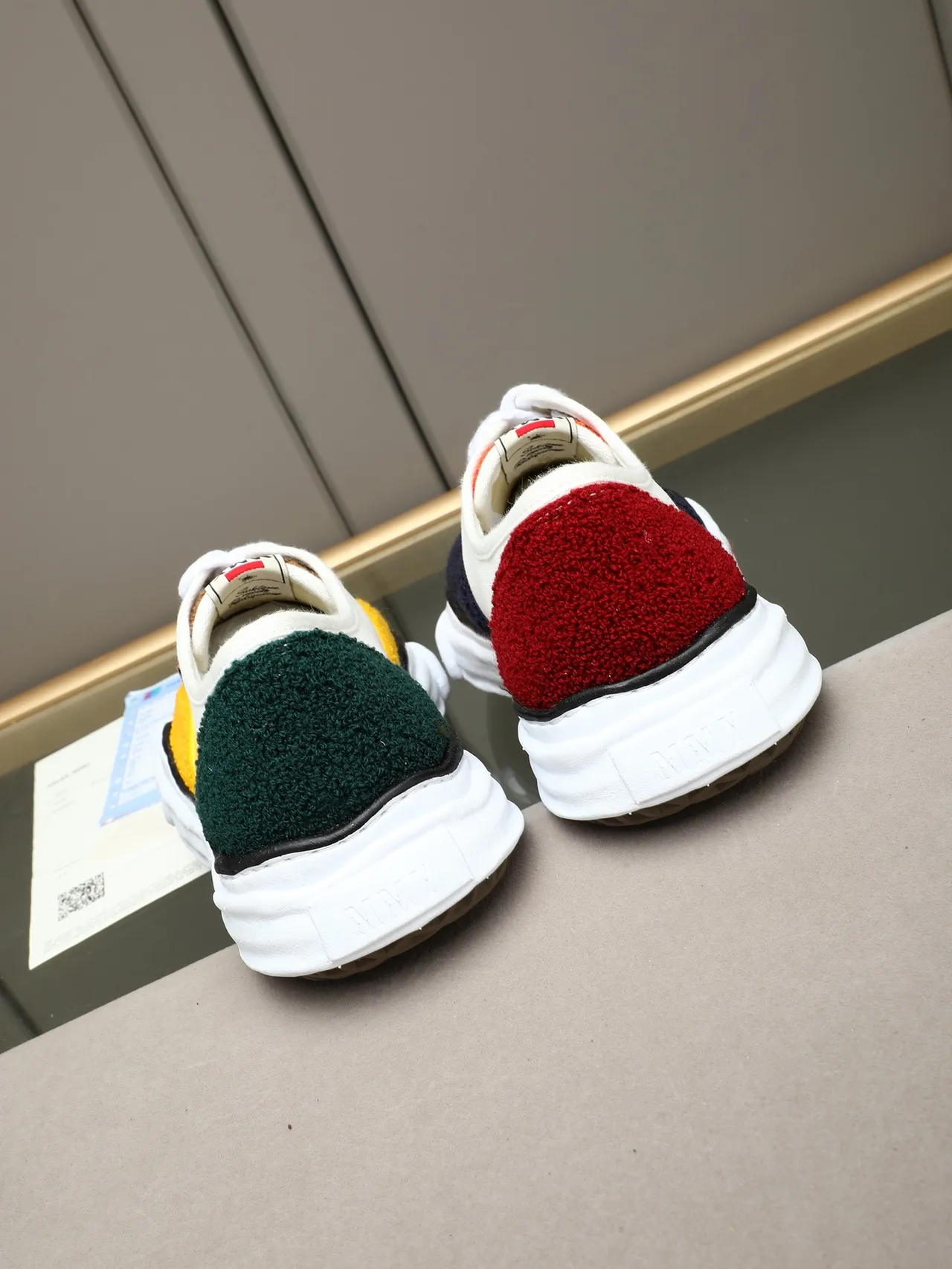 MMY White Navy Canvas Upper Textured And Red Panels Sneakers