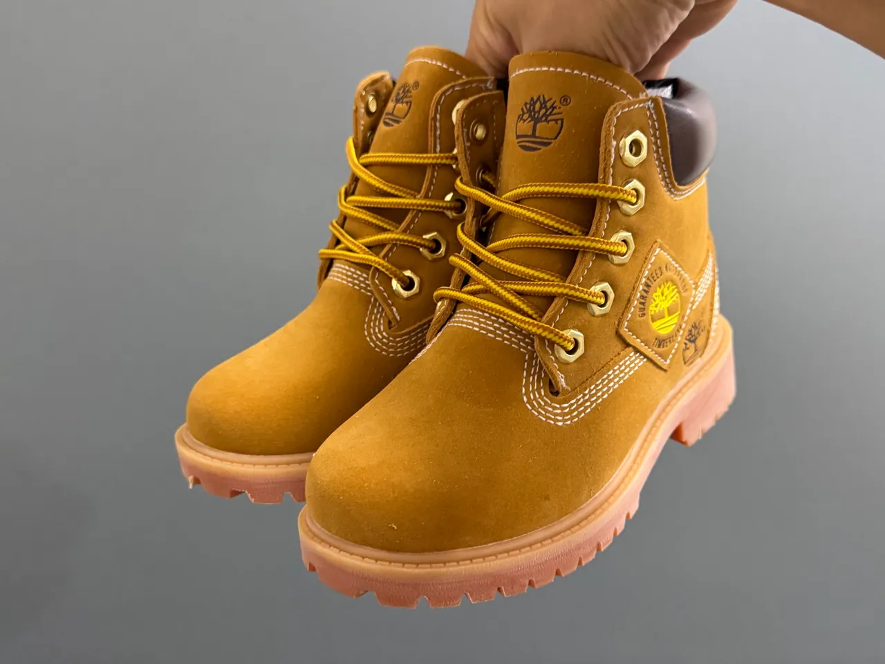 Timberland Premium 6-Inch Beige Brown Suede Upper Padded Collar Work Boots