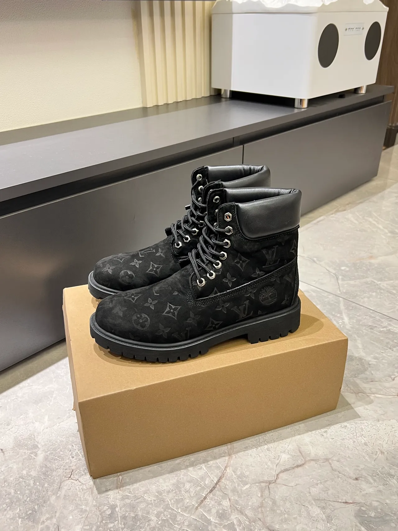 Timberland Premium 6-Inch Monogram Black Work Boots
